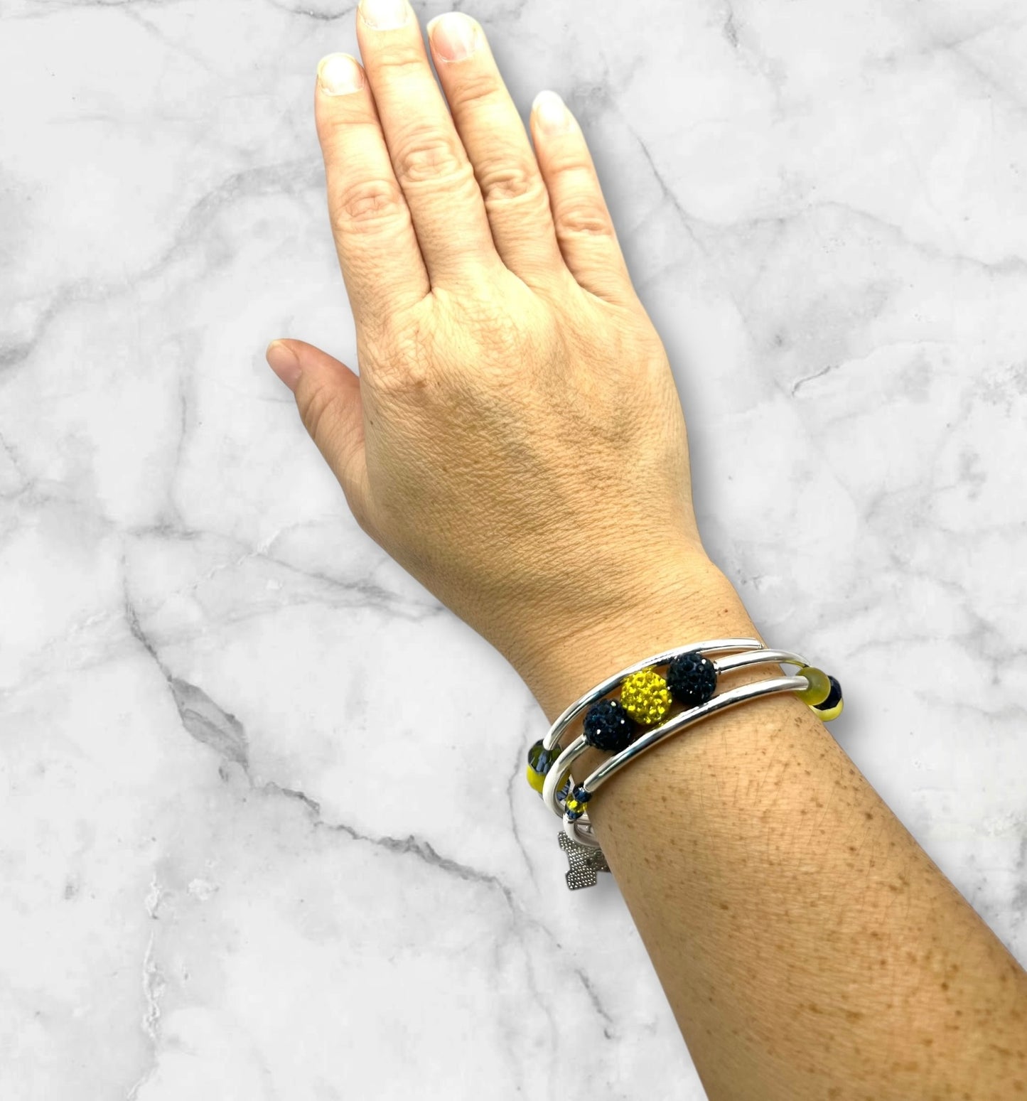 Collegiate- Michigan Bling Wrap Bracelet