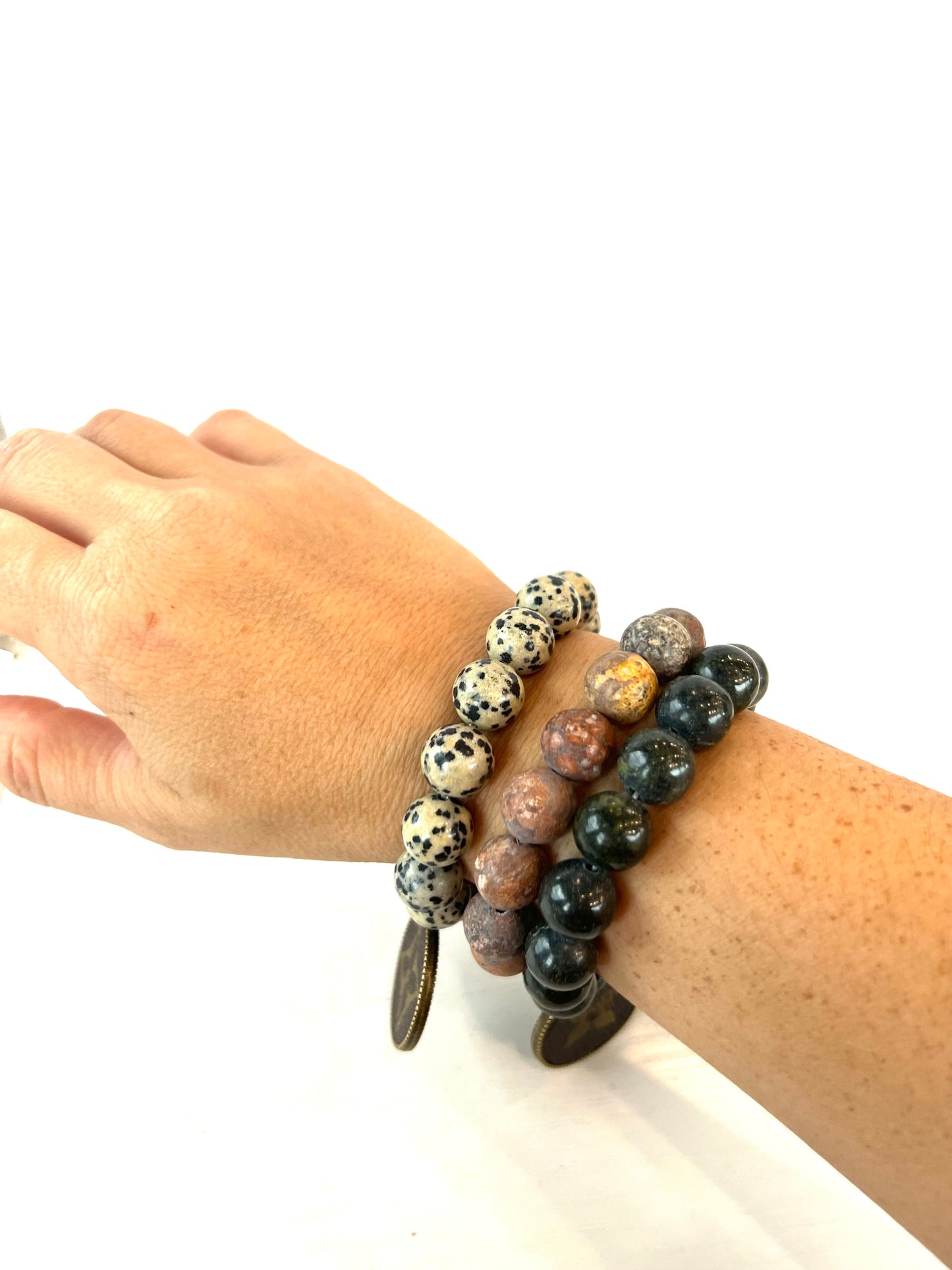 LV Again- Dalmatian Jasper Charm Bracelet