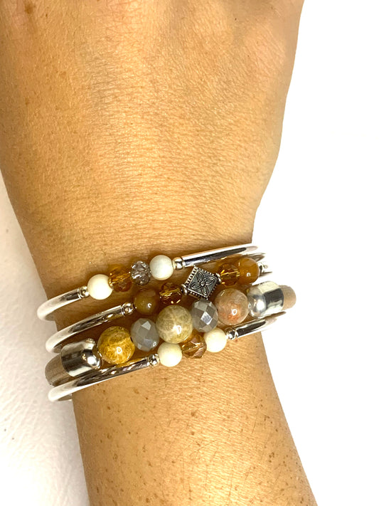 Wrap Bracelets- Mink Leather and Jasper