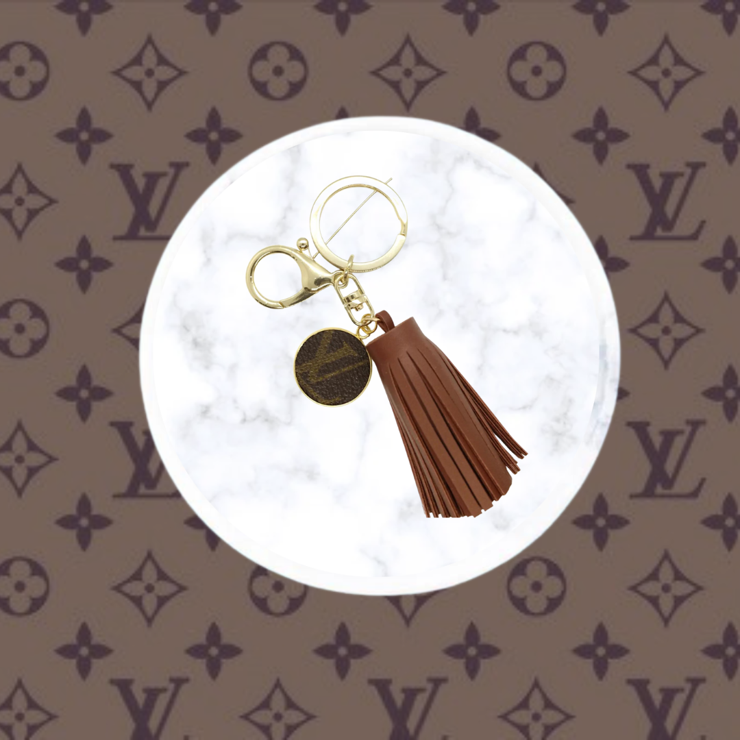 LV Again - Tan Keychain Tassel With LV Charm