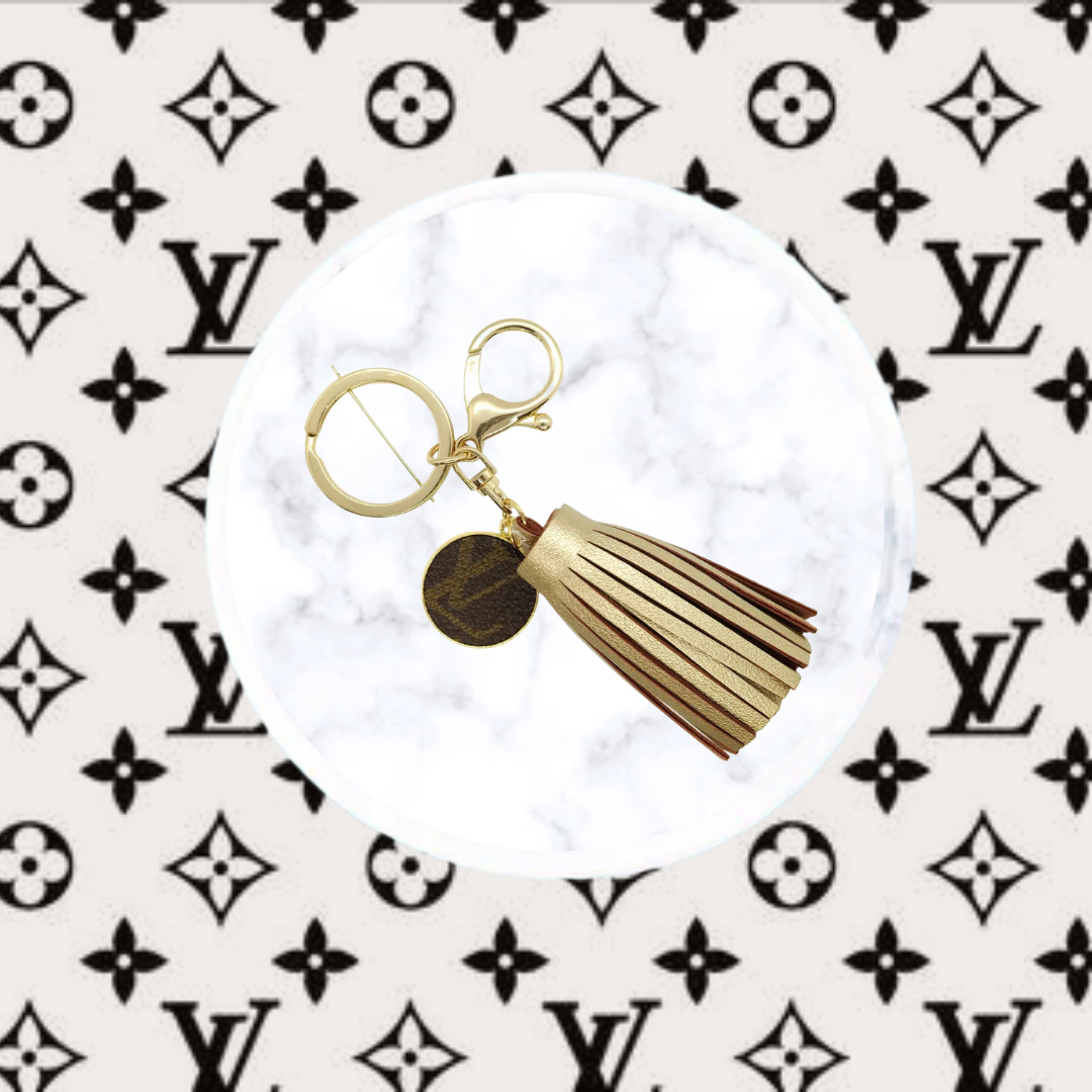 LV Again - Metallic Gold Keychain Tassel With LV Charm