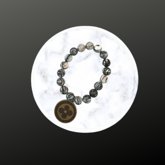 LV Again- Polished Silk Stone Charm Bracelet