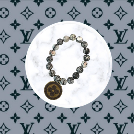 LV Again- Polished Silk Stone Charm Bracelet