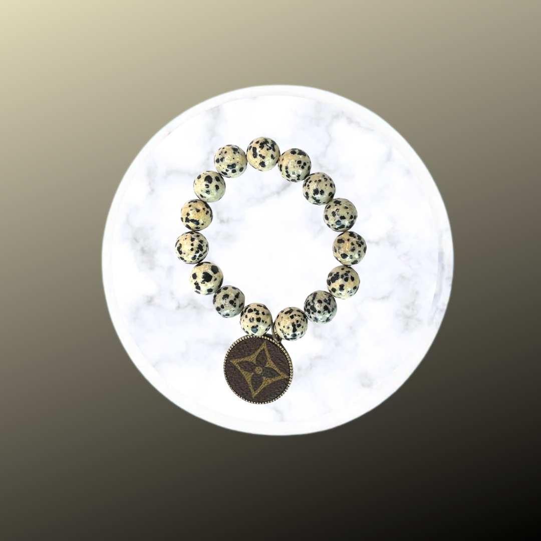 LV Again- Dalmatian Jasper Charm Bracelet