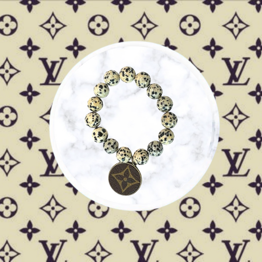 LV Again- Dalmatian Jasper Charm Bracelet