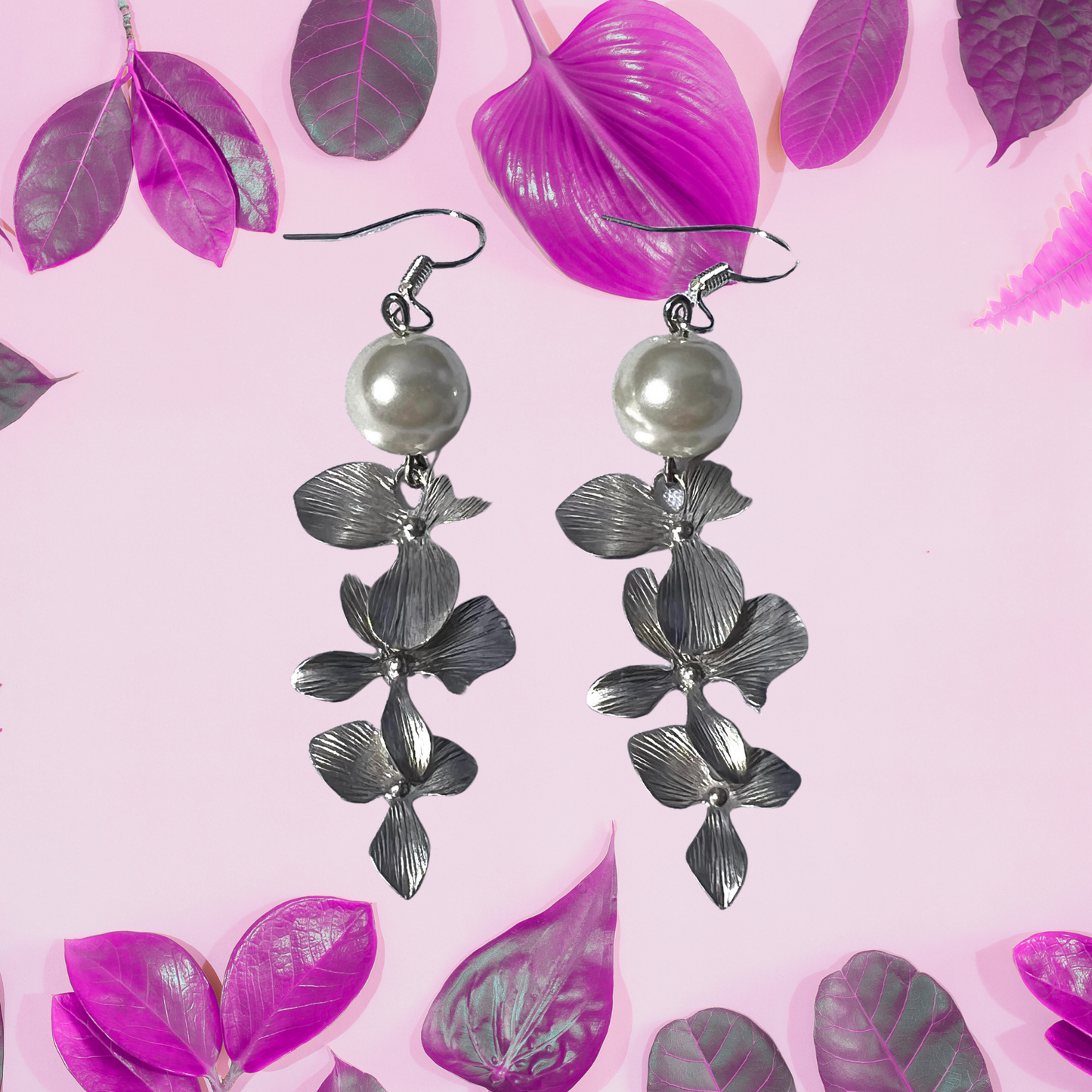 Garden Glam - Orchid Pearl Earrings