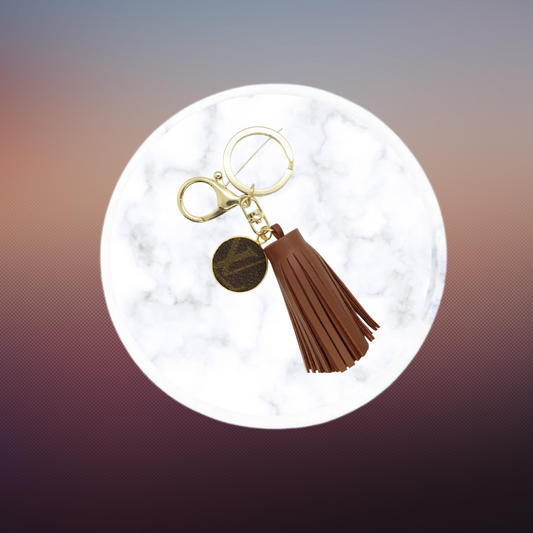 LV Again - Tan Keychain Tassel With LV Charm